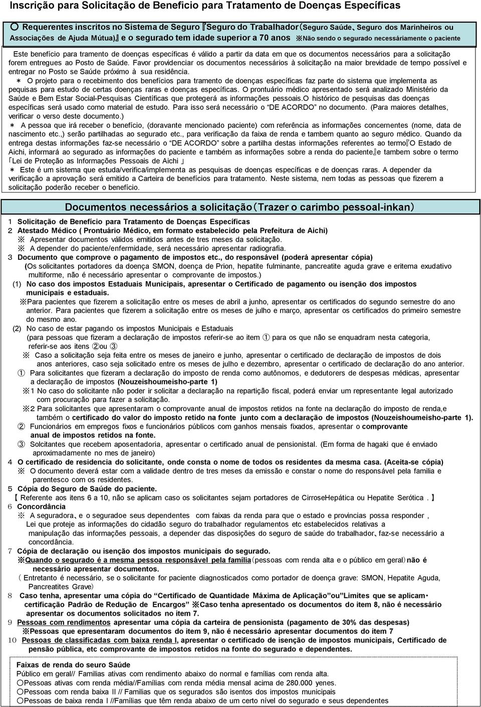 doenças específicas. O prontuário médico apresentado será analizado Ministério da Saúde e Bem Estar Social-Pesquisas Científicas que protegerá as informações pessoais.