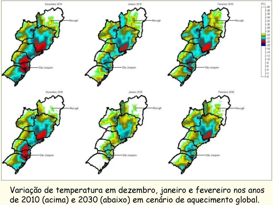 nos anos de 2010 (acima) e 2030