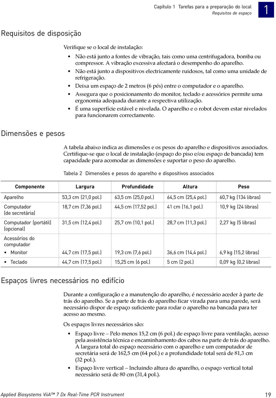 Deixa um espaço de 2 metros (6 pés) entre o computador e o aparelho. Assegura que o posicionamento do monitor, teclado e acessórios permite uma ergonomia adequada durante a respectiva utilização.