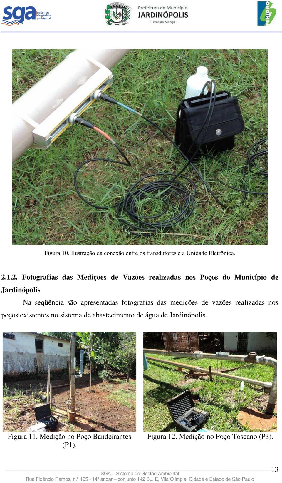 são apresentadas fotografias das medições de vazões realizadas nos poços existentes no sistema de