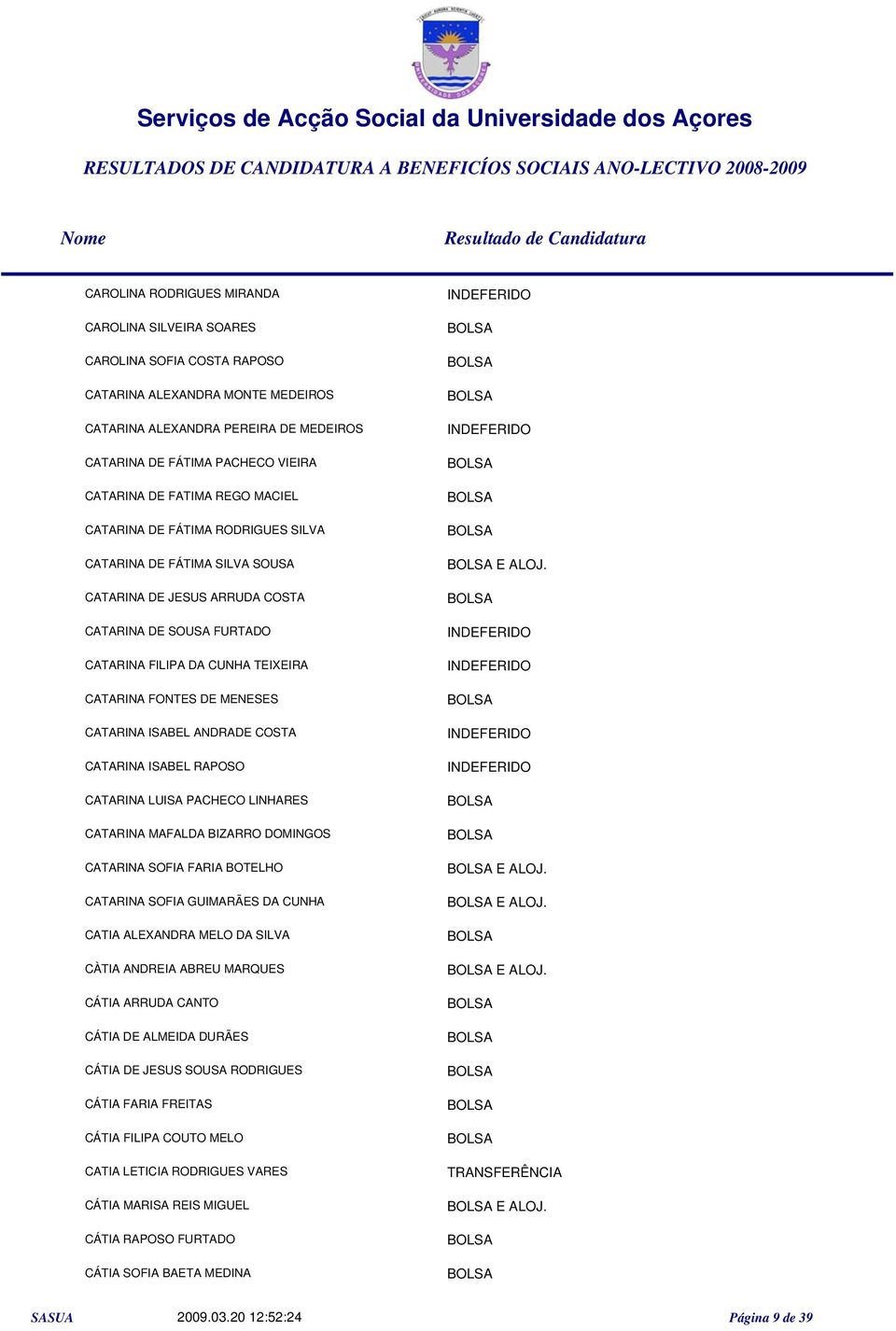 MENESES CATARINA ISABEL ANDRADE COSTA CATARINA ISABEL RAPOSO CATARINA LUISA PACHECO LINHARES CATARINA MAFALDA BIZARRO DOMINGOS CATARINA SOFIA FARIA BOTELHO CATARINA SOFIA GUIMARÃES DA CUNHA CATIA