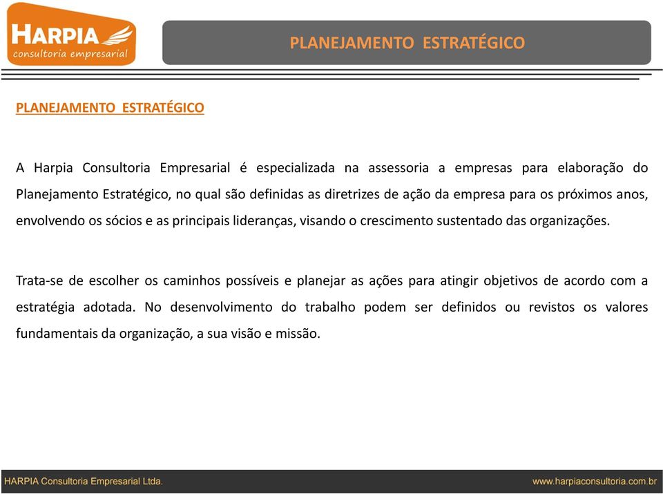 lideranças, visando o crescimento sustentado das organizações.