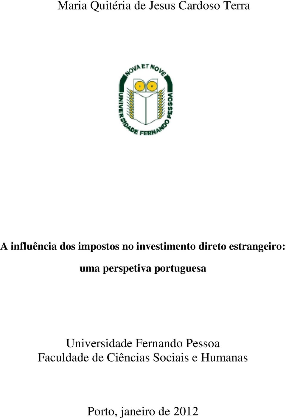 perspetiva portuguesa Universidade Fernando Pessoa