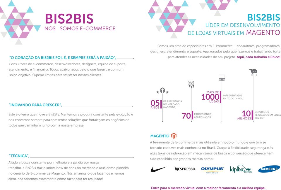 O CORAÇÃO DA BIS2BIS FOI, É, E SEMPRE SERÁ A PAIXÃO, Consultores de e-commerce, desenvolvedores, designers, equipe de suporte, atendimento, e financeiro.