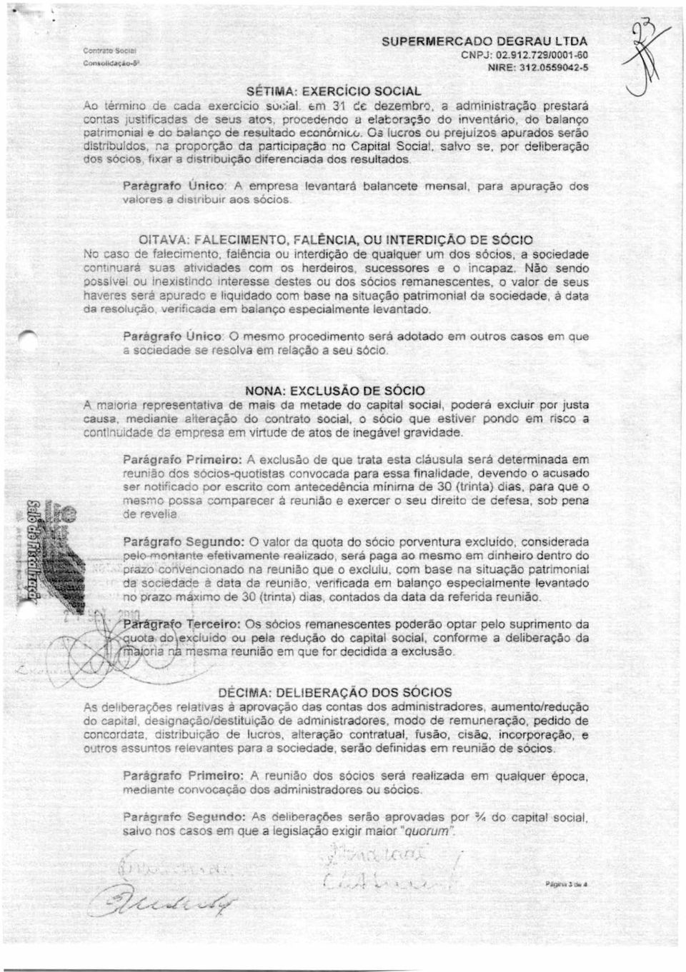 patrimonial e do balanço de resultado econernic.o. Os lucros ou prejuízos apurados serão distribuídos, na proporção da participação no Capital Soda!