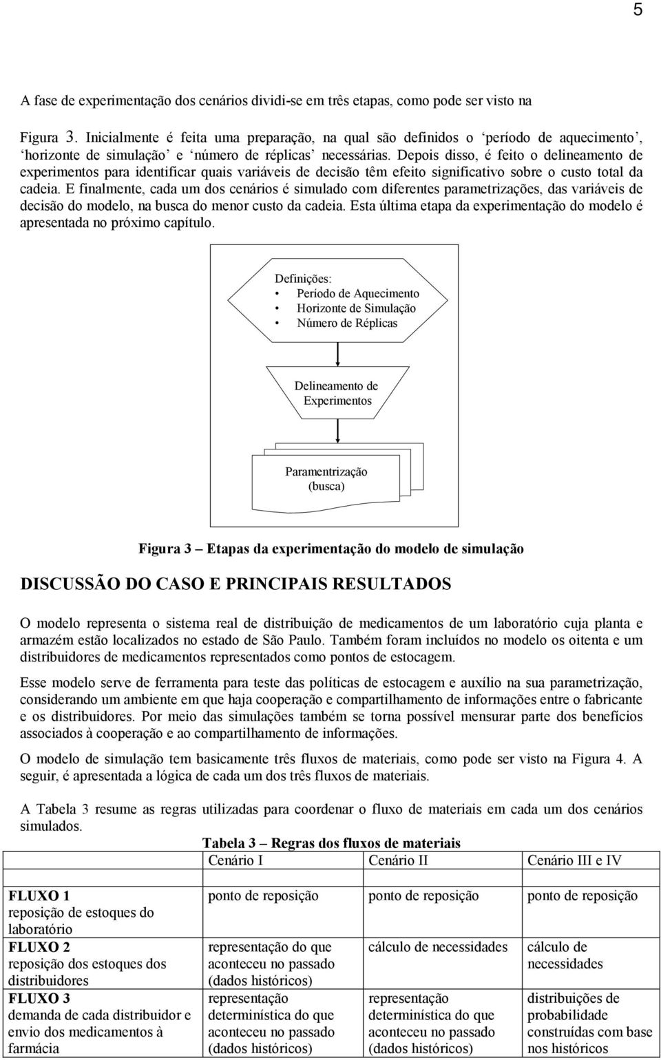 Depois disso, é feito o delineamento de experimentos para identificar quais variáveis de decisão têm efeito significativo sobre o custo total da cadeia.