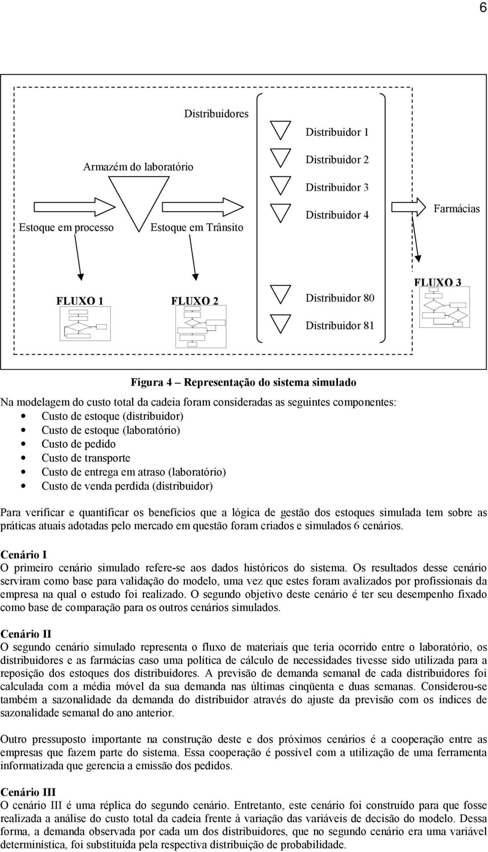 Custo de estoque (laboratório) Custo de pedido Custo de transporte Custo de entrega em atraso (laboratório) Custo de venda perdida (distribuidor) Para verificar e quantificar os benefícios que a