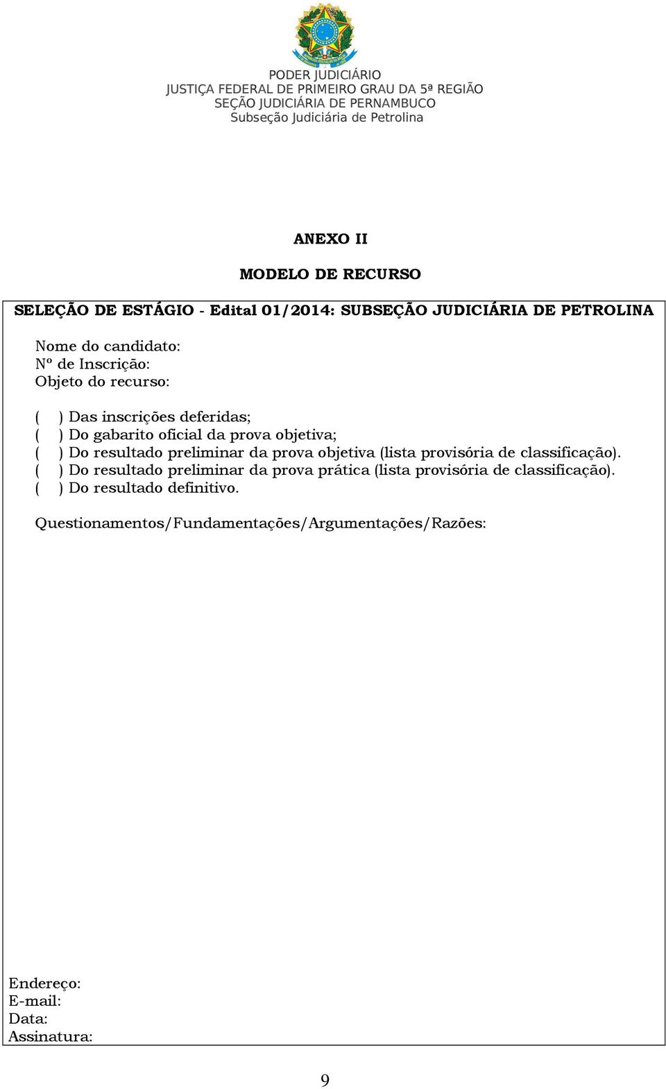 preliminar da prova objetiva (lista provisória de classificação).