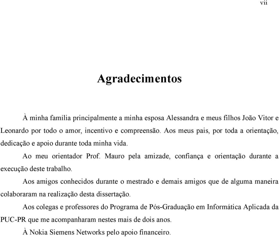 Mauro pela amizade, confiança e orientação durante a execução deste trabalho.