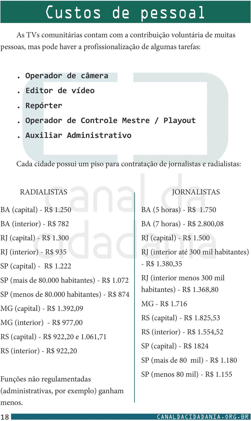 250 BA (interior) - R$ 782 RJ (capital) - R$ 1.300 RJ (interior) - R$ 935 SP (capital) - R$ 1.222 SP (mais de 80.000 habitantes) - R$ 1.072 SP (menos de 80.