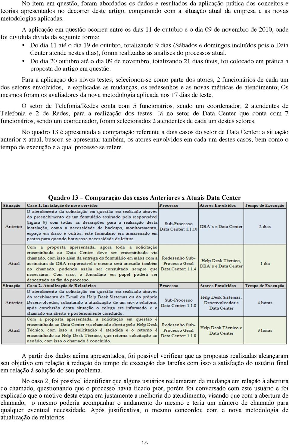 A aplicação em questão ocorreu entre os dias 11 de outubro e o dia 09 de novembro de 2010, onde foi dividida divida da seguinte forma: Do dia 11 até o dia 19 de outubro, totalizando 9 dias (Sábados e