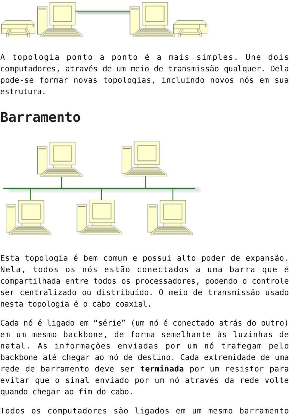 Nela, todos os nós estão conectados a uma barra que é compartilhada entre todos os processadores, podendo o controle ser centralizado ou distribuído.