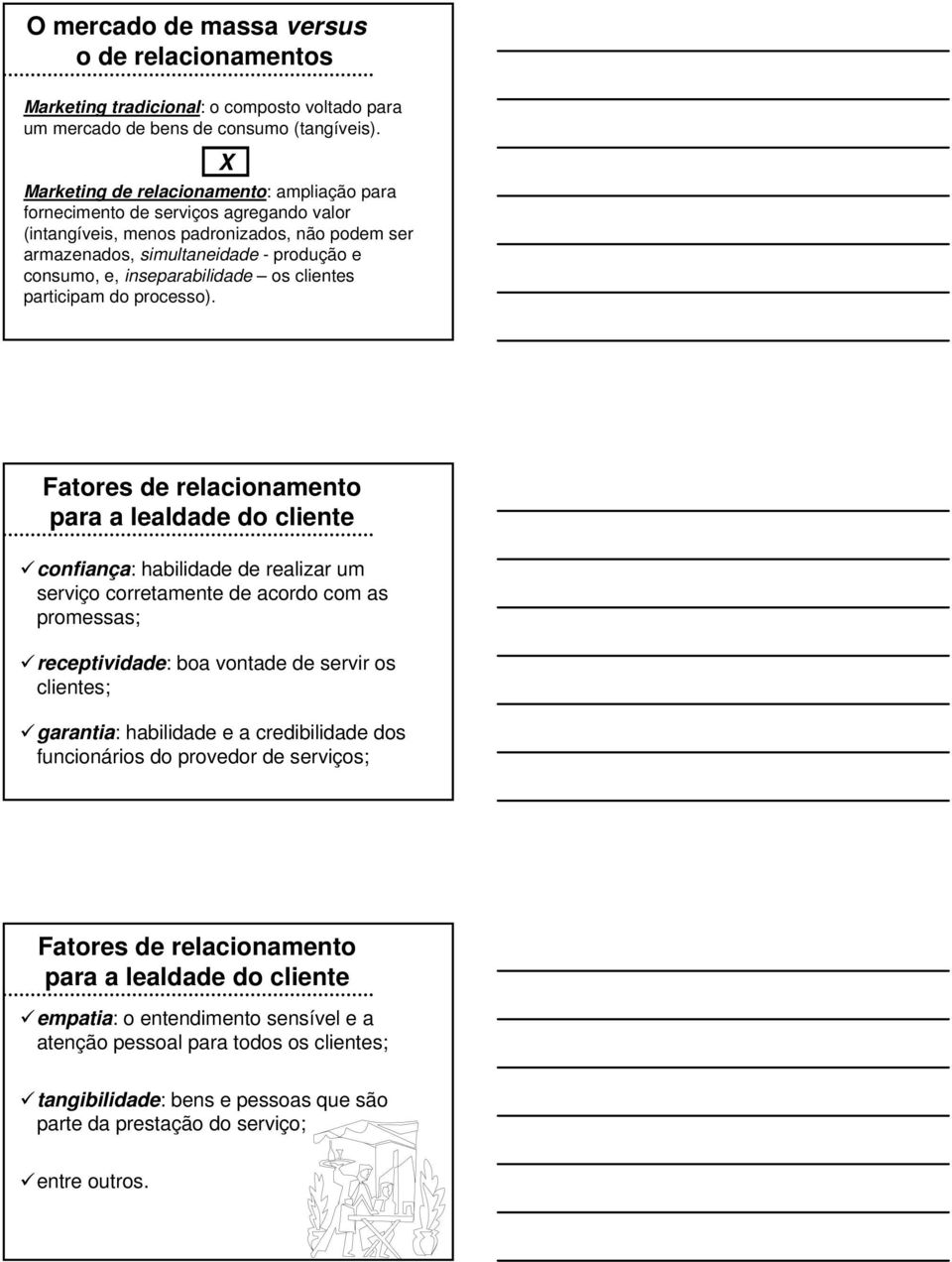 inseparabilidade os clientes participam do processo).