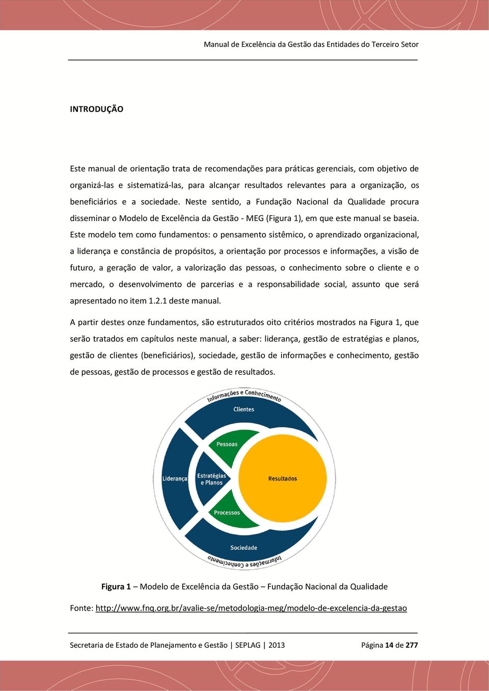 Este modelo tem como fundamentos: o pensamento sistêmico, o aprendizado organizacional, a liderança e constância de propósitos, a orientação por processos e informações, a visão de futuro, a geração