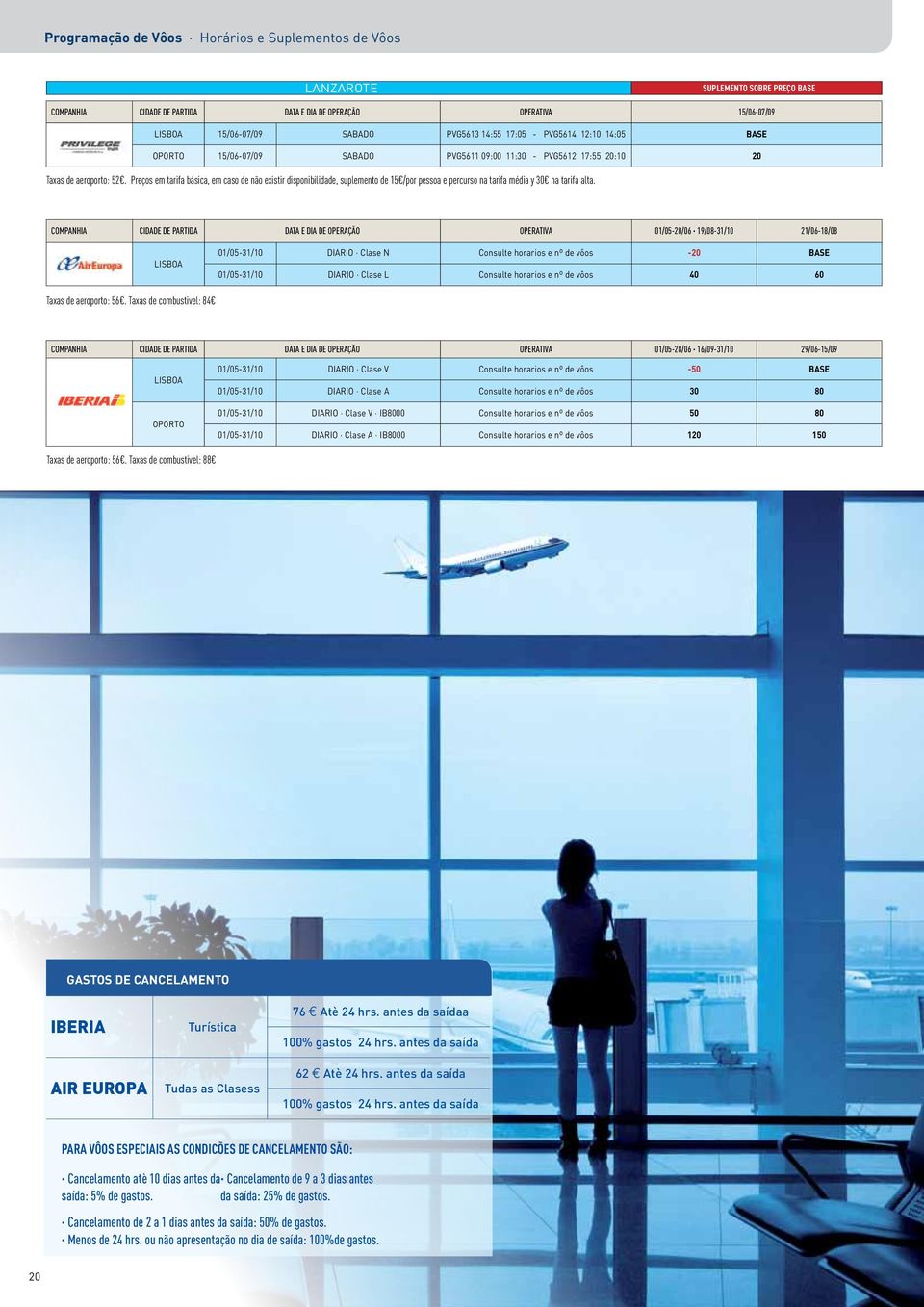 Preços em tarifa básica, em caso de não existir disponibilidade, suplemento de 15 /por pessoa e percurso na tarifa média y 30 na tarifa alta.