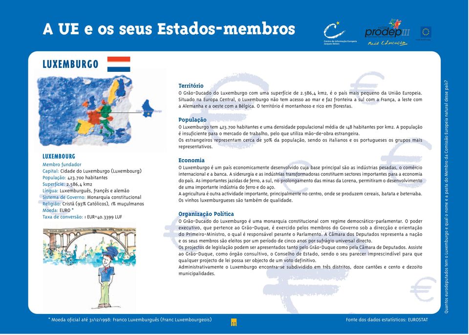 3399 LUF O Grão-Ducado do Luxemburgo com uma superfície de 2.586,4 km2, é o país mais pequeno da União Europeia.