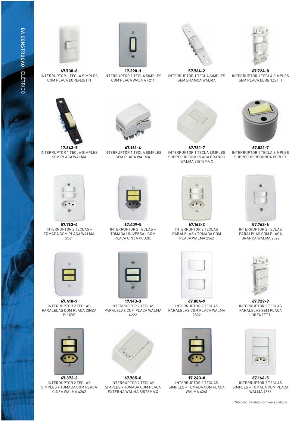 781-7 INTERRUPTOR 1 TECLA SIMPLES SOBREPOR COM PLACA BRANCO SISTEMA X 67.831-7 INTERRUPTOR 1 TECLA SIMPLES SOBREPOR REDONDA PERLEX 57.763-4 INTERRUPTOR 2 TECLAS + TOMADA COM PLACA 2561 67.