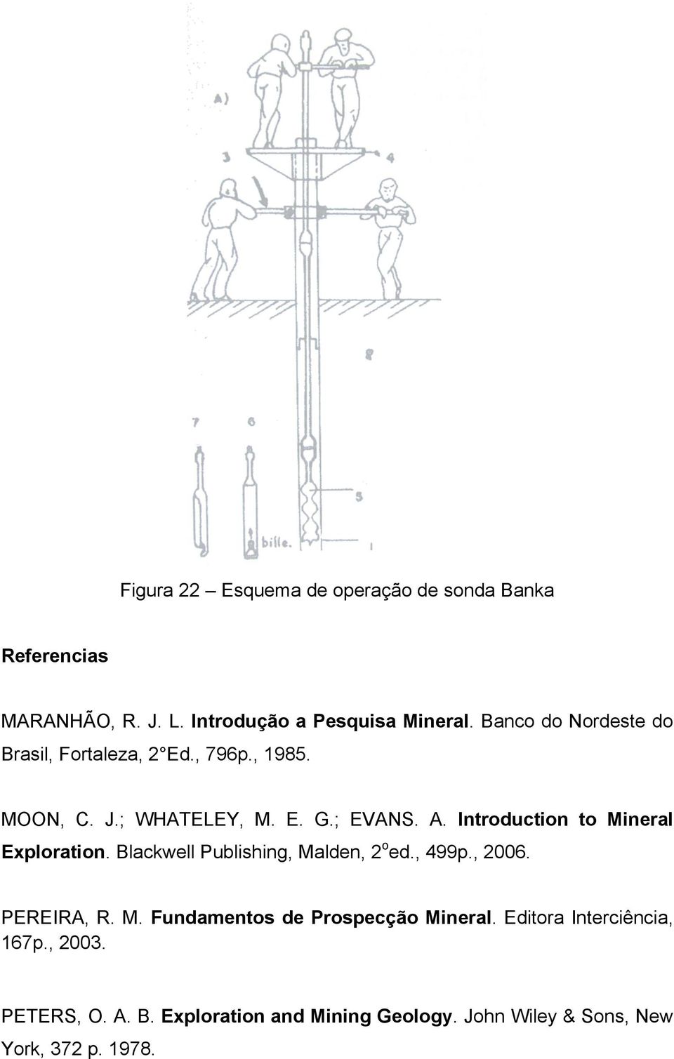 Introduction to Mineral Exploration. Blackwell Publishing, Malden, 2 o ed., 499p., 2006. PEREIRA, R. M. Fundamentos de Prospecção Mineral.