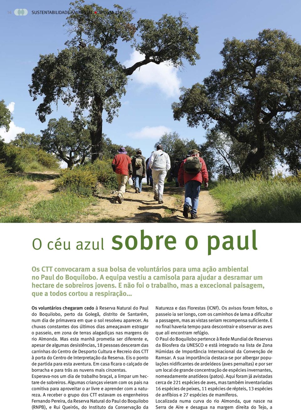 E não foi o trabalho, mas a excecional paisagem, que a todos cortou a respiração Os voluntários chegaram cedo à Reserva Natural do Paul do Boquilobo, perto da Golegã, distrito de Santarém, num dia de