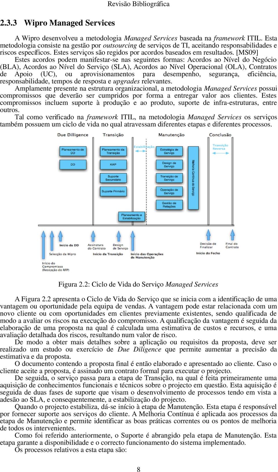 [MS09] Estes acordos podem manifestar-se nas seguintes formas: Acordos ao Nível do Negócio (BLA), Acordos ao Nível do Serviço (SLA), Acordos ao Nível Operacional (OLA), Contratos de Apoio (UC), ou