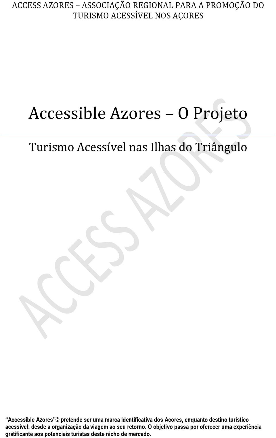 identificativa dos Açores, enquanto destino turístico acessível: desde a organização da viagem ao seu