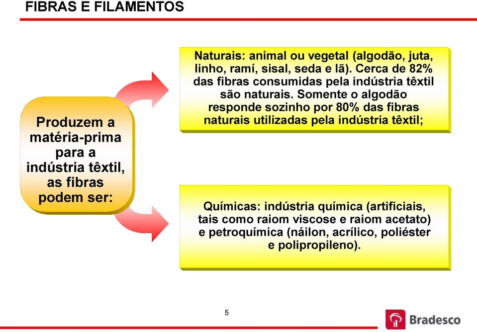 Somente o algodão responde sozinho por 80% das fibras naturais utilizadas pela indústria têxtil; Químicas: indústria