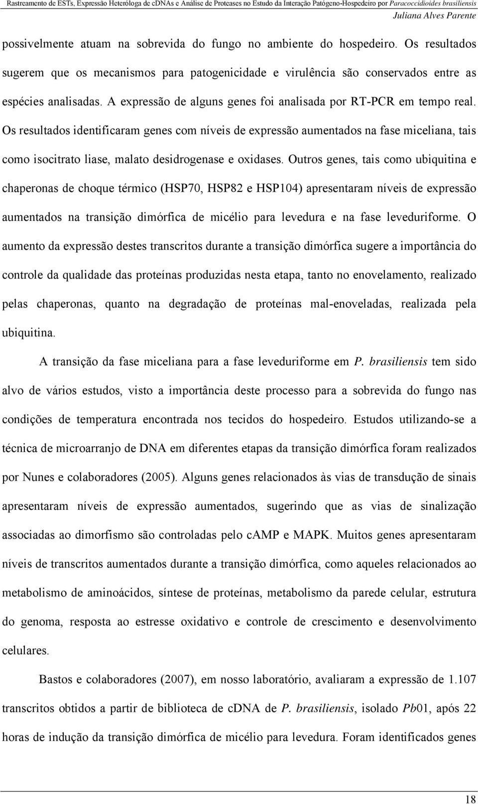 A expressão de alguns genes foi analisada por RT-PCR em tempo real.