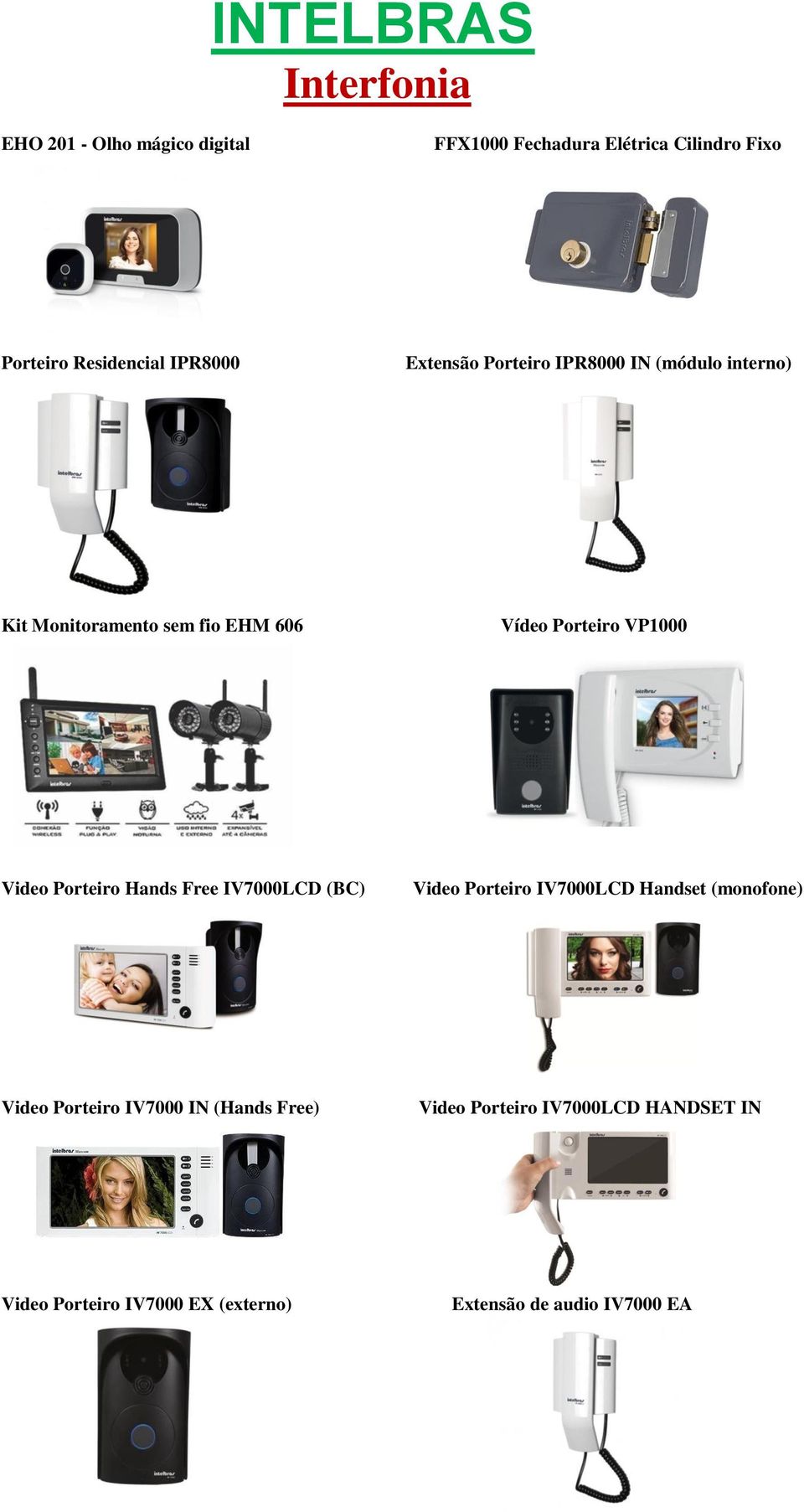 Porteiro VP1000 Video Porteiro Hands Free IV7000LCD (BC) Video Porteiro IV7000LCD Handset (monofone) Video