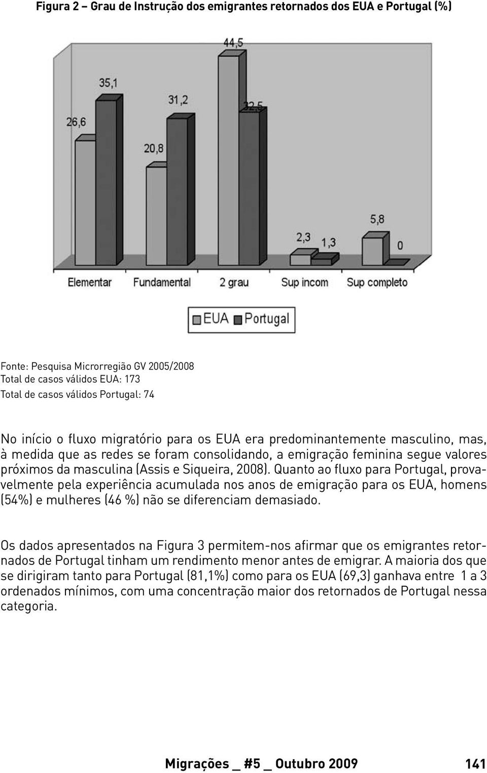 Quanto ao fluxo para Portugal, provavelmente pela experiência acumulada nos anos de emigração para os EUA, homens (54%) e mulheres (46 %) não se diferenciam demasiado.