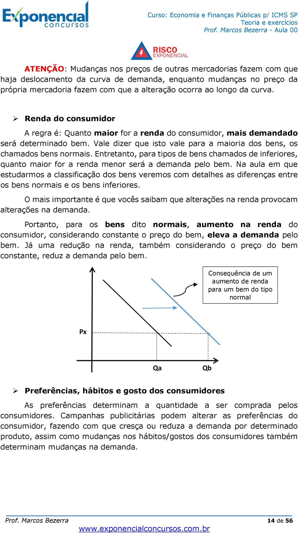 Entretanto, para tipos de bens chamados de inferiores, quanto maior for a renda menor será a demanda pelo bem.