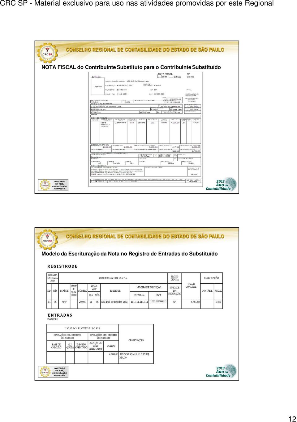 Substituído Modelo da Escrituração