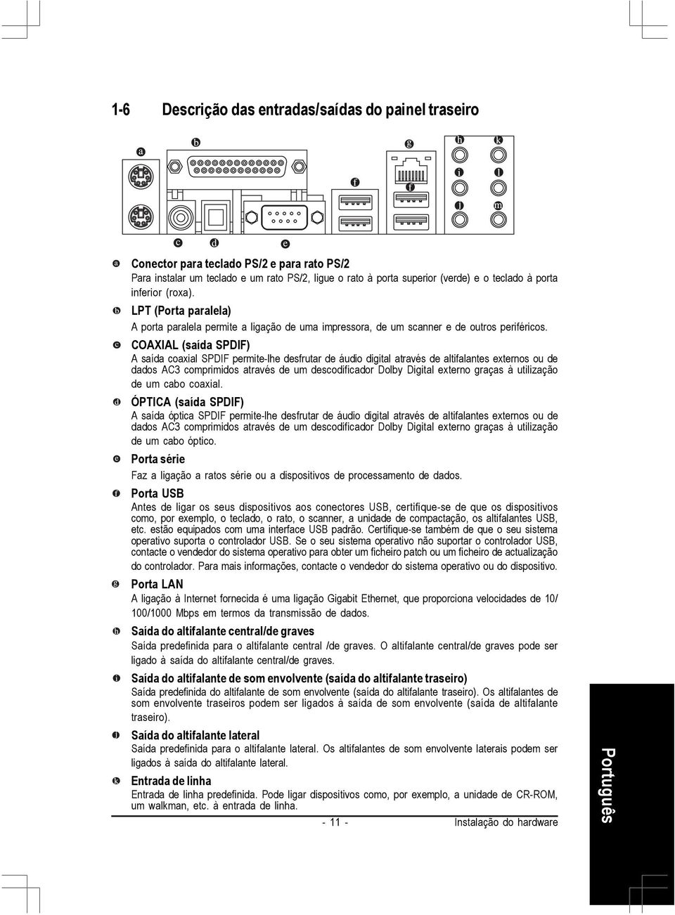COAXIAL (saída SPDIF) A saída coaxial SPDIF permite-lhe desfrutar de áudio digital através de altifalantes externos ou de dados AC3 comprimidos através de um descodificador Dolby Digital externo