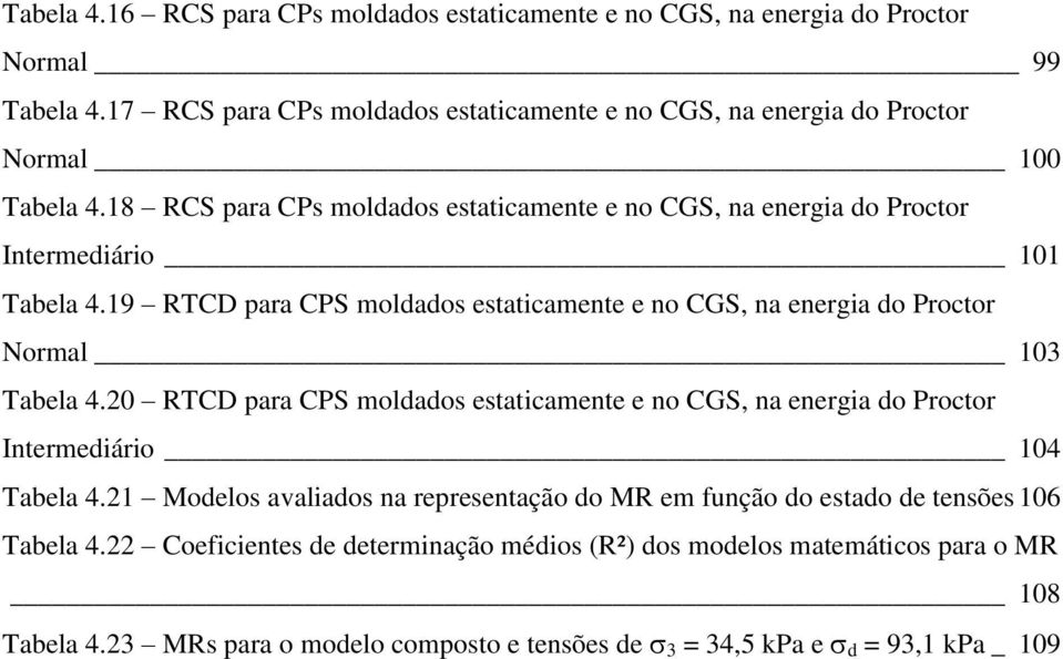 18 RCS para CPs moldados estaticamente e no CGS, na energia do Proctor Intermediário 101 Tabela 4.