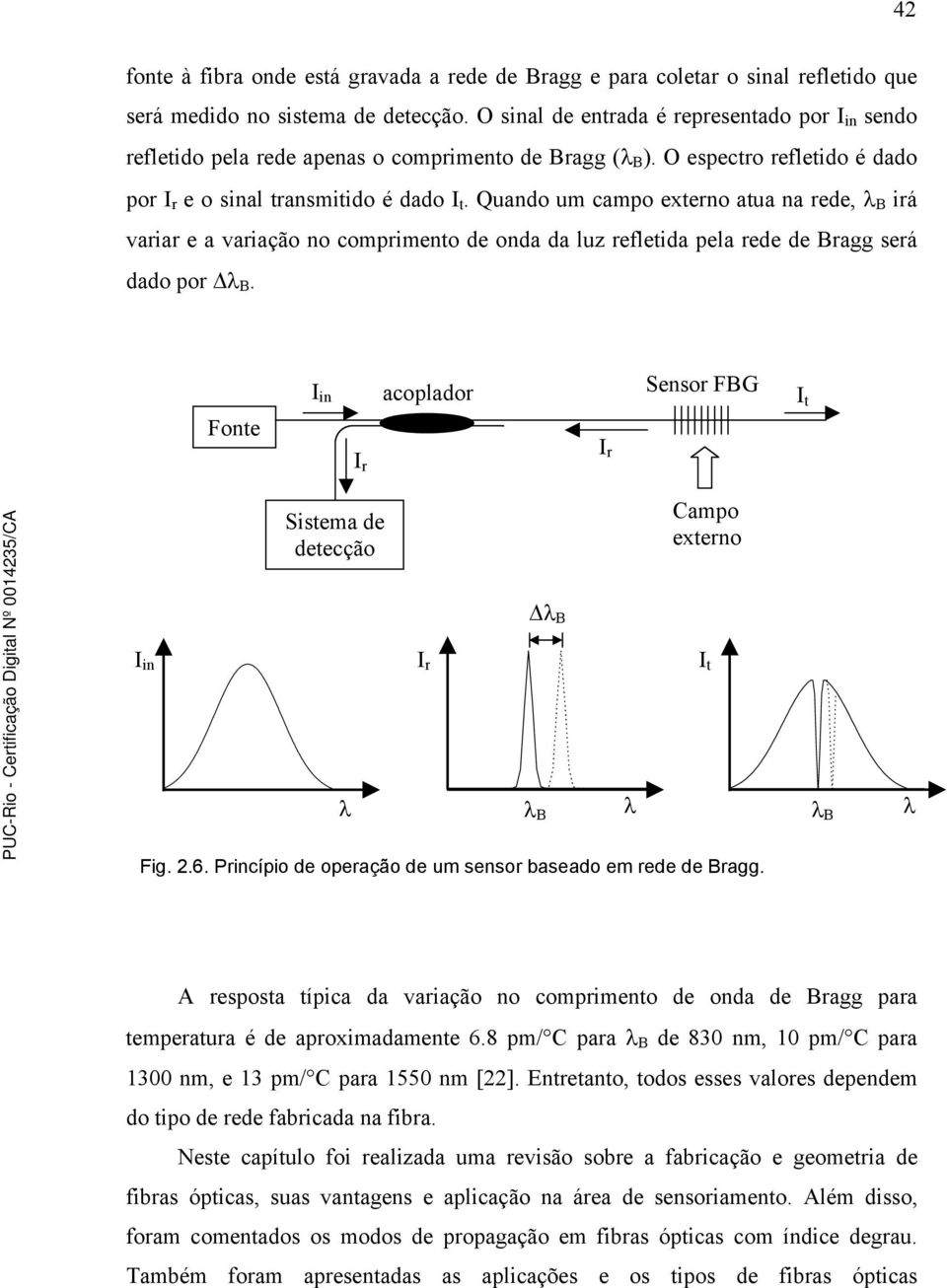 Quando um campo externo atua na rede, λ B irá variar e a variação no comprimento de onda da luz refletida pela rede de Bragg será dado por λ B.