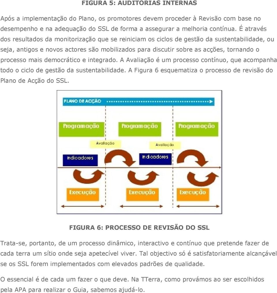 mais democrático e integrado. A Avaliação é um processo contínuo, que acompanha todo o ciclo de gestão da sustentabilidade. A Figura 6 esquematiza o processo de revisão do Plano de Acção do SSL.