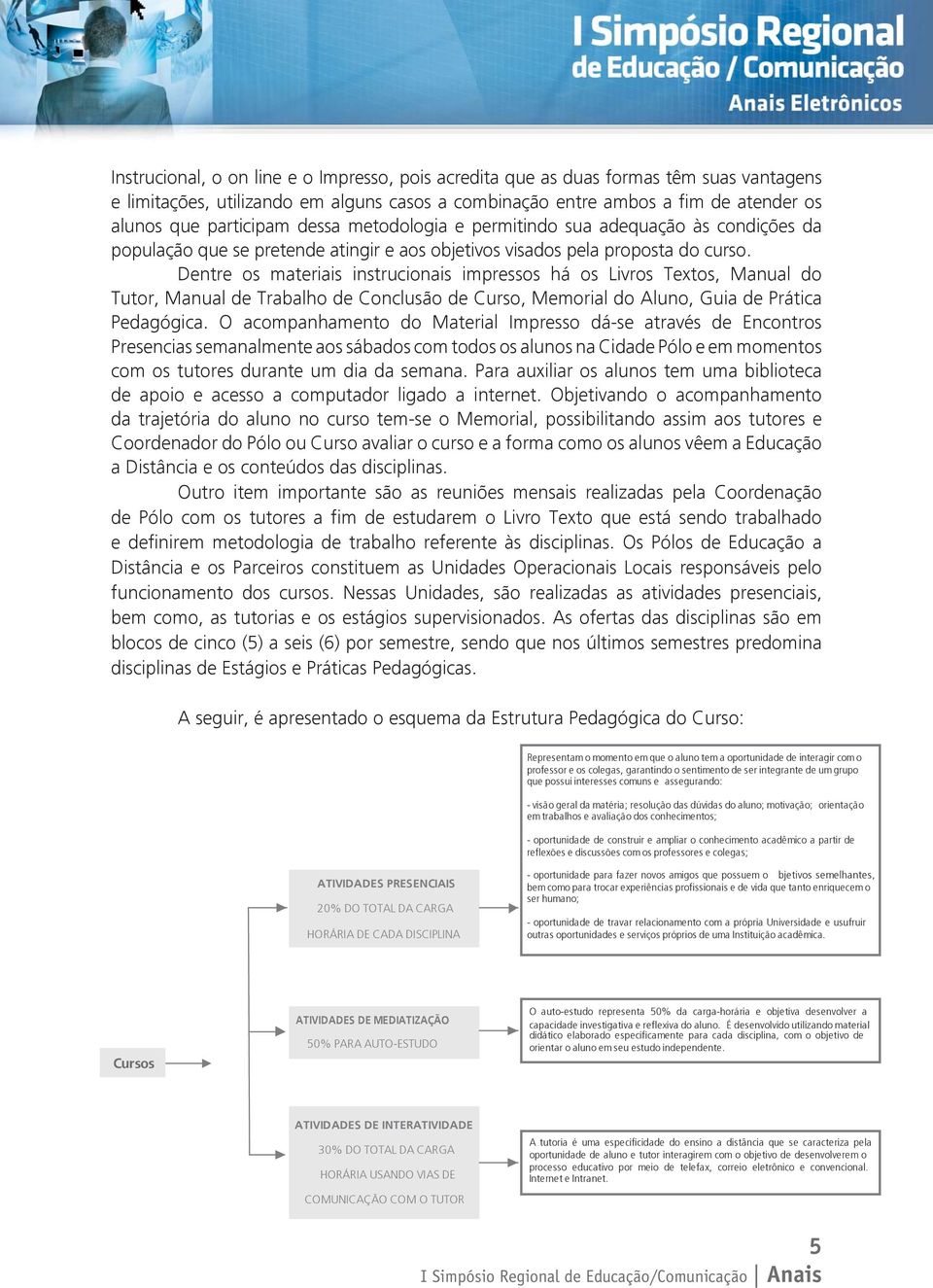 Dentre os materiais instrucionais impressos há os Livros Textos, Manual do Tutor, Manual de Trabalho de Conclusão de Curso, Memorial do Aluno, Guia de Prática Pedagógica.