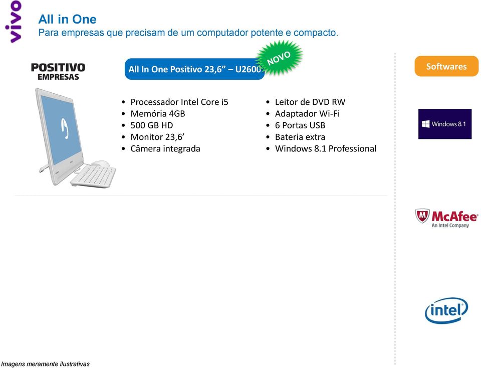 All In One Positivo 23,6 U2600 Processador Intel Core i5