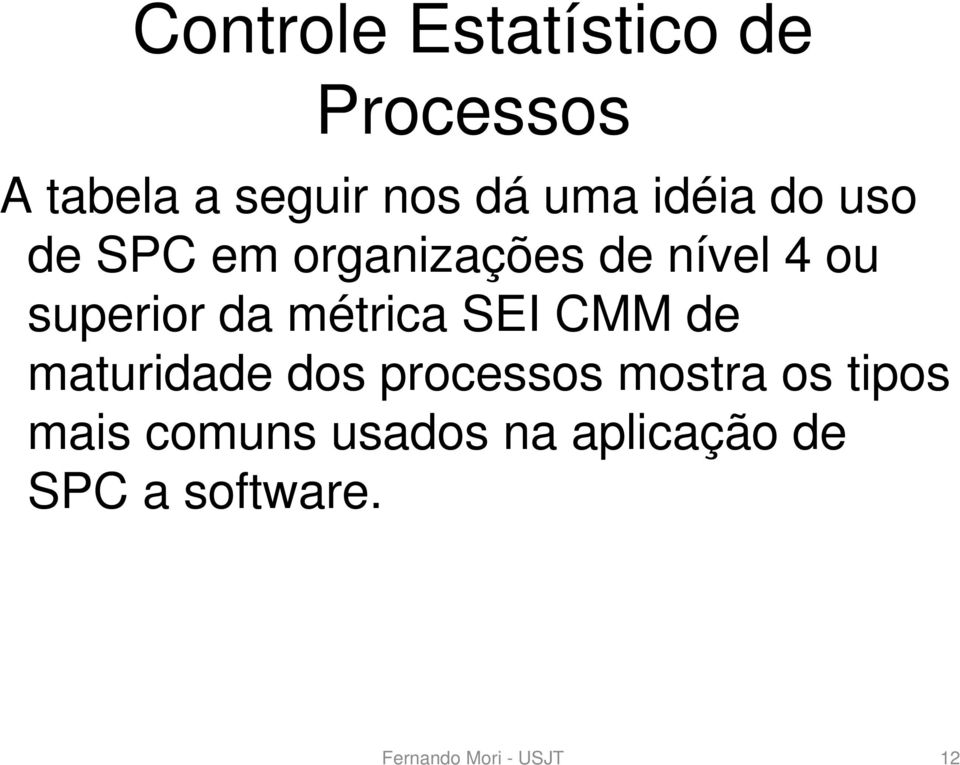 superior da métrica SEI CMM de maturidade dos processos