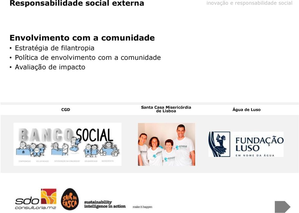 envolvimento com a comunidade Avaliação de impacto