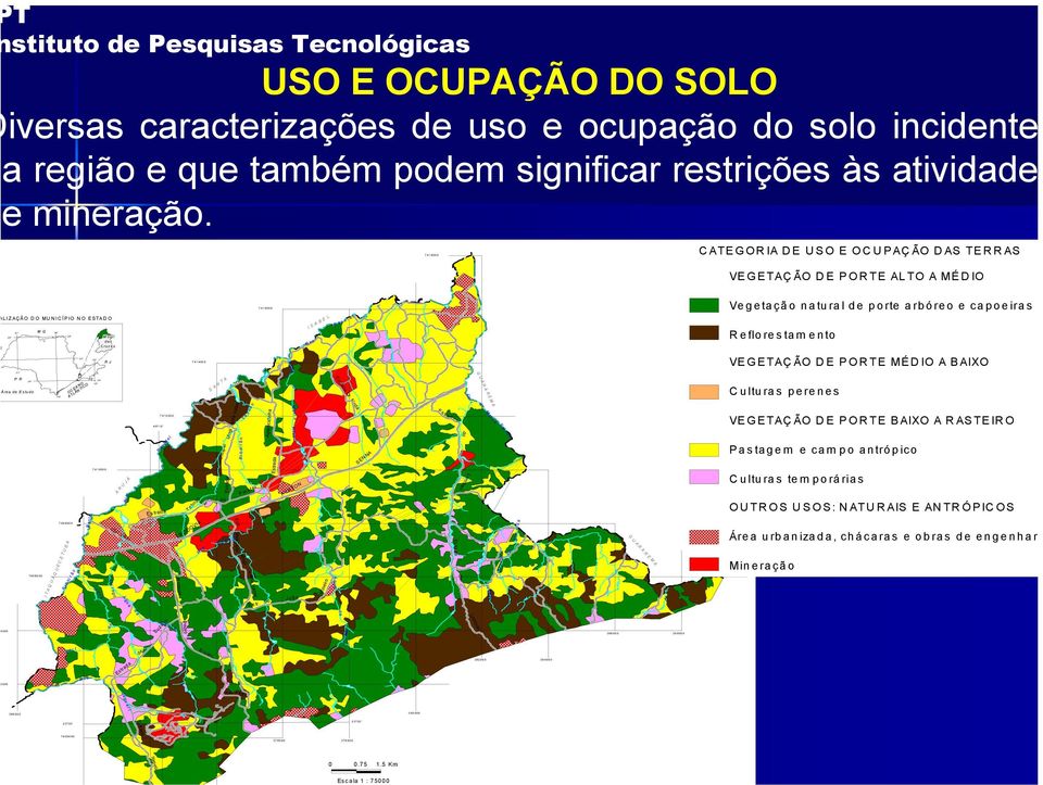 MÉDIO Vegetação natural de porte arbóreo e capoeiras L Reflorestam ento VEGETAÇ ÃO 000 000 7406000 7408000 7410000 46º15' 7412000 7414000 Dr. Noda S A N T A Cór r.