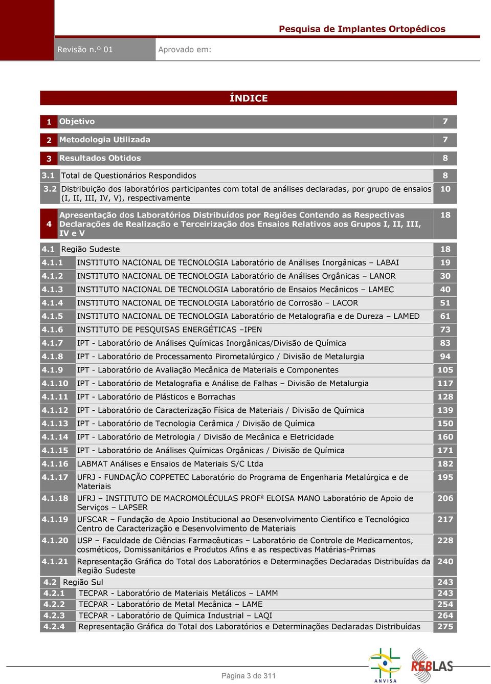 Contendo as Respectivas Declarações de Realização e Terceirização dos Ensaios Relativos aos Grupos I, II, III, IV e V 18