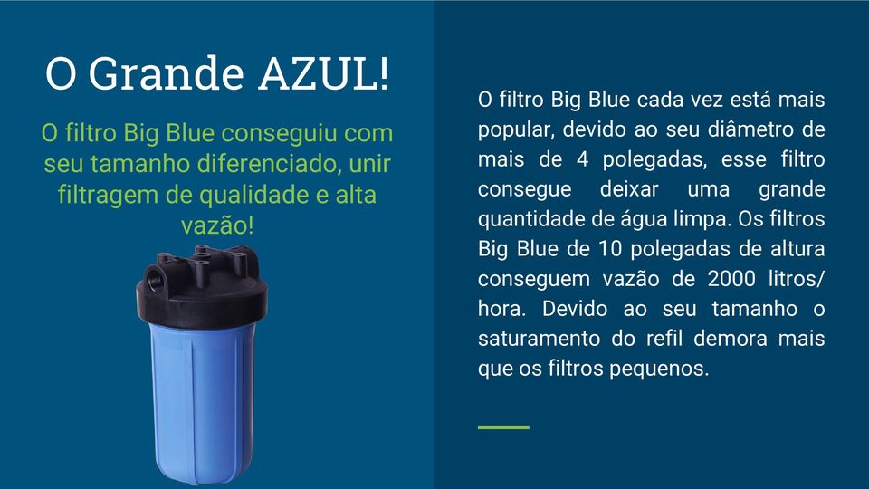 O filtro Big Blue cada vez está mais popular, devido ao seu diâmetro de mais de 4 polegadas, esse filtro