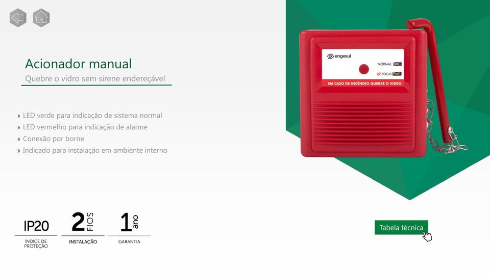 normal» LED vermelho para indicação de alarme» Conexão