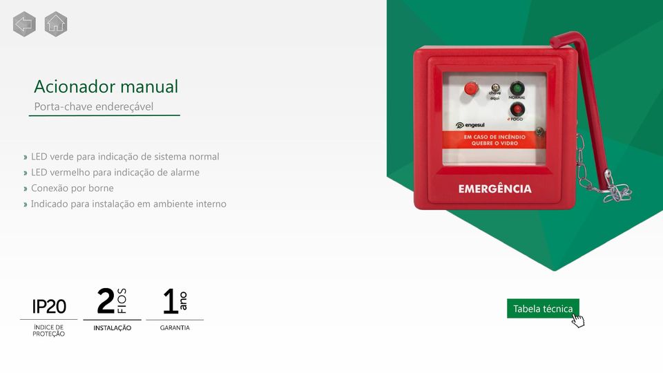 vermelho para indicação de alarme» Conexão por