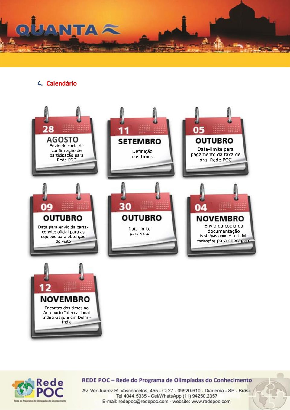 Rede POC Data para envio da cartaconvite oficial para as equipes para obtenção do visto Data-limite