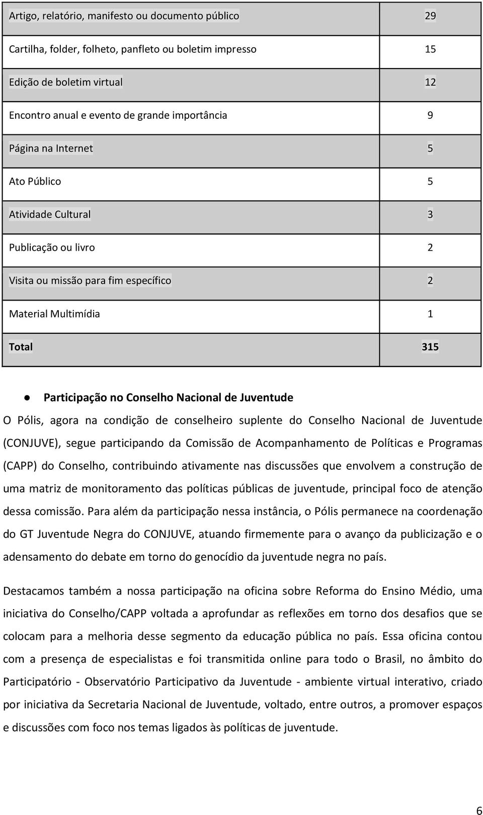 agora na condição de conselheiro suplente do Conselho Nacional de Juventude (CONJUVE), segue participando da Comissão de Acompanhamento de Políticas e Programas (CAPP) do Conselho, contribuindo