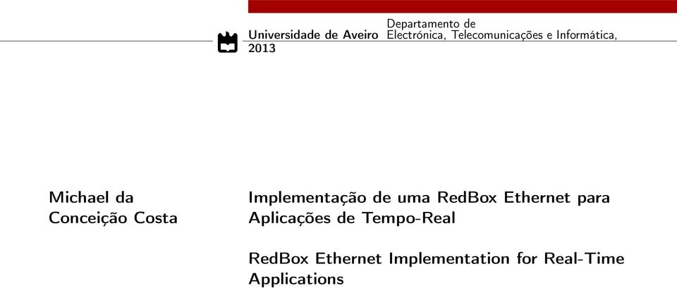 Implementação de uma RedBox Ethernet para Aplicações de