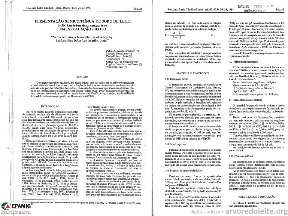 6(7-75): 6-, 1991 fraçã de in6cul! (definida cm a relaçã entre vlume de incul e vlume ttal de lí quid n fermentadr) pr uma fraçã d tip: P! A B + (1)!