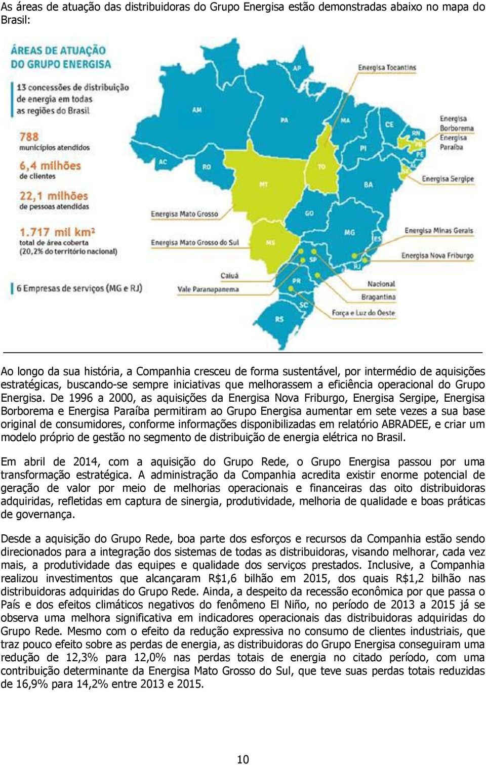 De 1996 a 2000, as aquisições da Energisa Nova Friburgo, Energisa Sergipe, Energisa Borborema e Energisa Paraíba permitiram ao Grupo Energisa aumentar em sete vezes a sua base original de