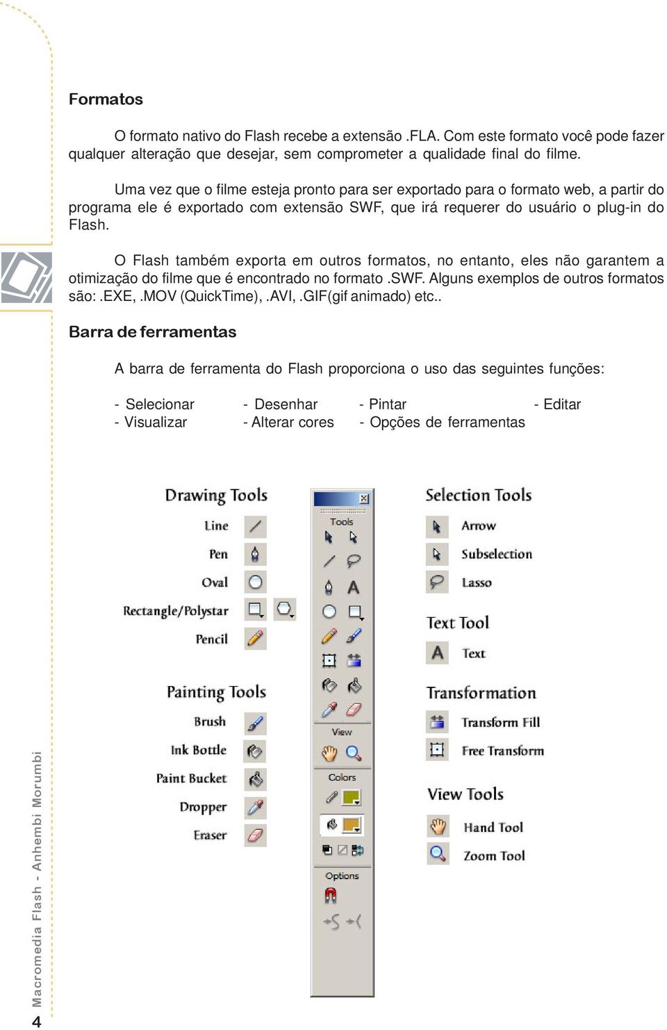 O Flash também exporta em outros formatos, no entanto, eles não garantem a otimização do filme que é encontrado no formato.swf. Alguns exemplos de outros formatos são:.exe,.